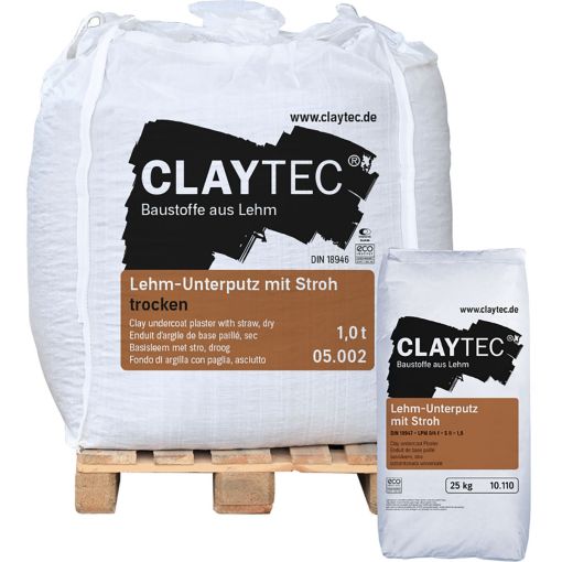 ClayTec Leem-onderpleister met stro, DROOG 2