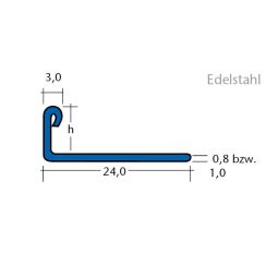 BLANKE tegelprofiel Roestvrijstaal 25mm 3
