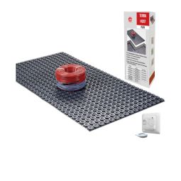 Jollytherm 3in1 Elektro Vloerverwarming Terraheat PLUS All IN ONE Set Standard Energiezuinige vloerverwarming met afdichtings- en ontkoppelingsmatten, opbouwhoogte slechts 5,5 mm, voor tegels en natuurstenen vloeren, inclusief analoge kamerthermostaat
