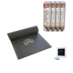 Jollytherm elektrische vloerverwarming Top-Therm BASIC Set Comfort 1 mm sterke carbonfolies uitsluitend voor leggen onder laminaat, parket & clickvinylvloeren in woongebieden, ideaal voor renovatie of nieuwbouw, inclusief thermostaat