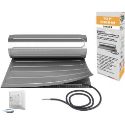 Wellker elektrische vloerverwarming TT SELECT Set Standard incl. thermostaat analoog Speciaal voor zwevende leggen onder clickvinyl in badruimtes ontwikkeld, aansluitklare verwarmingsmat, energiezuinig, onderhoudsvrij