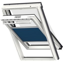 VELUX voordeel-set hittebeveiliging Plus FOP Handmatig Uni Blauw/Zwart 1156 Zonnescherm en honingraatplissé, combineert effectieve hittebescherming met vrij positioneerbare verduistering, geschikt voor verschillende VELUX-dakramen
