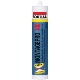 Soudal MONTAGE PRO 140 wit, 310 ml gebruiksklare en sterk hechtende montagelijm voor alle zuigende bouwondergronden