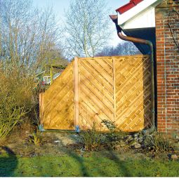 T&J schutting Maxi-Diagonal aansluiting zichtscherm lamellenomheining MAXI-Massief schutting Aansluiting 90x180/90 cm, Den/Fichte, keteldrukgeïmpregneerd, geribbelde latten, roestvrijstalen nagels