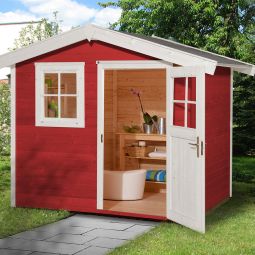 weka tuinhuis 123 zwedenrood tuinhuis Enkeldeur en echtglasraam