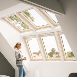 VELUX dakraam lichtsoplossing PANORAMA kunststof THERMO wit 2x2 ramen 2-voudig standaardglazing, ESG buiten, VSG binnen
