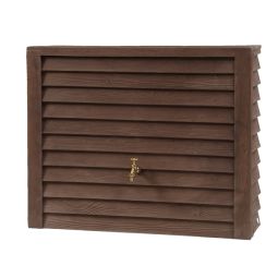 GRAF Regenton Woody, Wandtank, donkerbruin Regenwatertank In rustieke houtuitvoering, waterspeicher voor tuinbewatering, inhoud 350 L