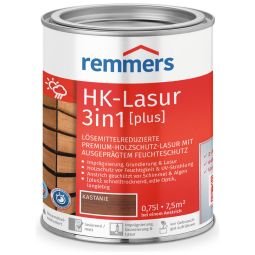Remmers HK-Lasur 3in1 plus kastanje RC-555 Hoogwaardige houtbeschermingslazuur op oplosmiddelbasis - betrouwbare bescherming tegen vocht buitenshuis