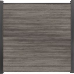 GroJa BasicLine smal PVC-steekzaun schutting Monument Oak zichtscherm lamellenomheining Bouwsysteem uit 12 smalle vullingen, staalversterkingen, afwerkingsprofiel en 2 afstandsstukken, 180x180x1,9 cm