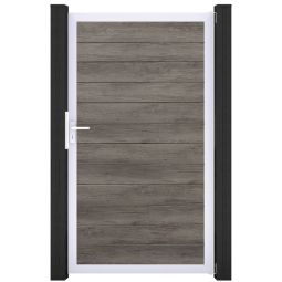 GroJa Einzeltor BasicLine schmal PVC-Steekzaun Monument Oak Veelzijdigheid in de kleurkeuze, aluminium frame, stabiel en duurzaam, 100x180x4 cm groot