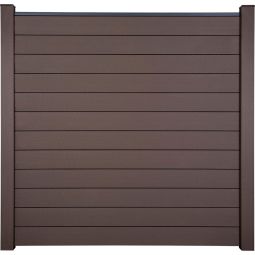 GroJa Solid Steekzaun Schutting Terra Zichtscherm Steekzaun Lamellenomheining Bouwsysteem uit 12 vullingen, 180x180x1,9 cm, inclusief afwerkingsprofiel en afstandsstuk-set