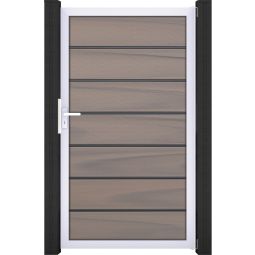 GroJa Enkel tuinpoort Solid Grande steekzaun bi-color coëxtrudeerd Elegant design, geanodiseerd aluminium frame, cogeëxtrudeerde houtcomposiet-profielen, individuele maatwerk mogelijk