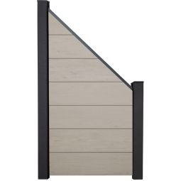 GroJa Solid Grande Steekzaun Schutting Bi-Color Zand Aansluiting Zichtscherm Steekzaun Lamellenomheining Bouwsysteem uit 7 vullingen, 90x180/90x1,9 cm, inclusief afstandsstuk-set en afwerkingsprofiel