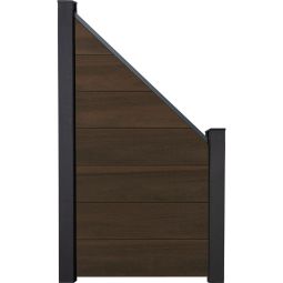 GroJa Solid Grande Steekzaun Schutting Walnuss co-geëxtrudeerd Aansluiting Zichtscherm Steekzaun Lamellenomheining Bouwsysteem uit 7 vullingen, 90x180/90x1,9 cm, inclusief afstandsstuk-set en afwerkingsprofiel
