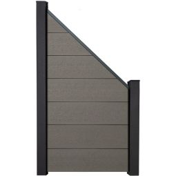 GroJa Solid Grande steekzaun privacyhek grijs aansluiting privacyscherm steekzaun lamellenomheining Bouwsysteem uit 7 vullingen, 90x180/90x1,9 cm, inclusief afstandsstuk-set en afwerkingsprofiel