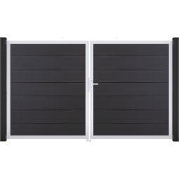 GroJa Dubbele poort Solid Grande Steekzaun Antracietgrijs Elegant design, geanodiseerd aluminium frame, 7 HPK vullingen per poort, onderhoudsarm en duurzaam