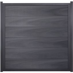 GroJa Viento schutting grijs co-geëxtrudeerd met aluminium frame antraciet DB 703 scherm lamellenomheining BPC-designhek, extra stabiel dankzij aluminium frame, individuele maatwerk mogelijk