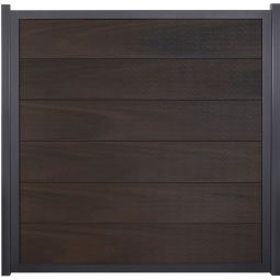 GroJa Viento schutting walnoot co-geëxtrudeerd met aluminium-frame antraciet DB 703 zichtscherm lamellenomheining BPC-designhek, bijzonder stabiel dankzij aluminium frame, individuele maatwerk mogelijk