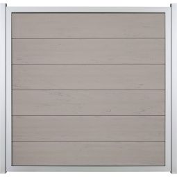 GroJa Viento schutting Bi-Color Zand met Alu-frame EV1 zilver Zichtscherm Lamellenomheining BPC-ontwerp hek, bijzonder stabiel door aluminium frame, individuele maatwerkbouw mogelijk
