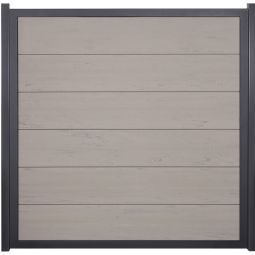 GroJa Viento schutting Bi-Color Zand met Aluminium-frame Antraciet DB 703 zichtscherm Lamellenomheining BPC-designhek, bijzonder stabiel dankzij aluminium frame, individuele maatwerk mogelijk