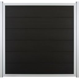 GroJa Viento schutting antracietgrijs met aluminium frame zilver EV1 zichtscherm lamellenhek BPC-designhek, bijzonder stabiel dankzij aluminium frame, individuele maatwerk mogelijk