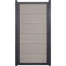 GroJa Viento schutting Staand Bi-Color Zand met Aluminium-frame Antraciet DB 703 zichtscherm Lamellenomheining BPC-Designhek, bijzonder stabiel dankzij aluminium frame, 90x180x4 cm
