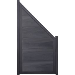 GroJa Viento schutting zichtschermlatten steengrijs co-geëxtrudeerd met aluminium frame antraciet DB 703 zichtscherm lamellenomheining BPC-houtcomposiet hek, co-geëxtrudeerde groef- en valprofielen, aluminium frame, 90x180/90x4 cm