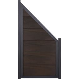GroJa Viento schutting Aansluiting Walnoot co-geëxtrudeerd met Alu-Frame Antraciet DB 703 Zichtscherm Lamellenomheining BPC-designhek, meegeëxtrudeerde groef- en vederprofielen, aluminium frame, 90x180/90x4 cm
