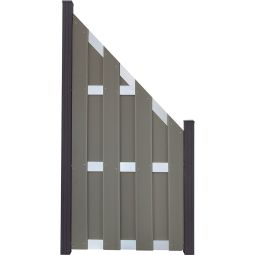 GroJa afschermingshekwerk schutting lichtgrijs aansluiting zichtscherm lamellenomheining In klassieke plankenzaun-optiek voorgemonteerd, 84,3x180/90x3,2 cm, met 4 aluminium dwarsstaven EV1