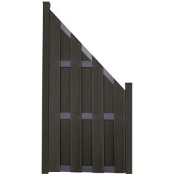 GroJa Fertigschutting Schutting Antraciet/Antraciet Aansluiting Zichtscherm Lamellenomheining In klassieke plankenzaun-uitvoering voorgemoneerd, 84,3x180/90x3,2 cm, met 4 aluminium dwarsstijlen DB 703