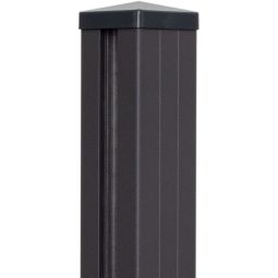 GroJa Alu-Steekzaun Torpal Antraciet DB 703 9x9x240 cm incl. Kap 9x9 cm dik, wanddikte ca. 5 mm, inclusief paalkapje, om in te betonneren