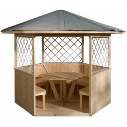 weka Pavillon 233 Houten paviljoen 283x327cm, incl. uitgebreid toebehoren, naturel afgewerkt