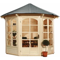 weka paviljoen 234 A houten paviljoen 336x336cm, 3 houten wanden + 4 raamelementen, naturel afgewerkt