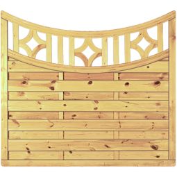 T&J Schutting Antieksluiting met decoratief roosterwerk boog onderrail Zichtscherm Lamellenomheining Antikhek met decoratief roosterwerk uit gei­mpregneerde den/fijnspar, gegroefde latten en roestvrijstalen schroeven, 180x160/140 cm