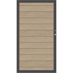 TraumGarten schutting WPC CLASSIC Tuinpoort Zand/Antraciet Aluminiummaat 66x40 mm, WPC-Classic-profielen, 98x180 cm, twee zichtbare zijden, DIN rechts of links, incl. beslag
