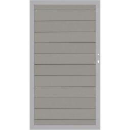 TraumGarten schutting SYSTEEM houtcomposiet CLASSIC Tuinpoort Grijs/Zilver Aluminium frame 66x40 mm, WPC-Classic-profiel, 98x180 cm, twee zijden zichtbaar, DIN rechts of links, incl. beslag set