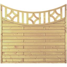 T&J-schutting OLYMP diepboog met designrooster privacyschutting lamellenomheining OLYMP schutting met diep boogontwerp en designrooster 180x160/140 cm uit geïmpregneerde grove spar/fijnspar, geribbelde latten en roestvrijstalen verschroeving