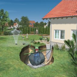GRAF Carat Garten-Jet regenwateropvanginstallatie Compleet-set voor tuinbewatering, verschillende tankmaten, inclusief alle accessoires