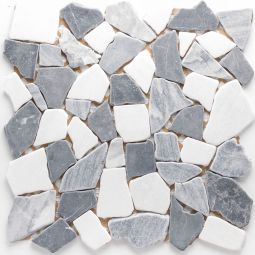 Wellker natuurstenen mozaïek Recife Grey / Marquina 30,5x30,5 cm mozaïektegels Voor binnengebruik, vochtige ruimte, muur geschikt