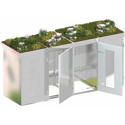 Binto Afvalcontainerkast voor 4 containers, RVS met plantenbak Afvalcontainerkast voor containers tot max. 240 liter