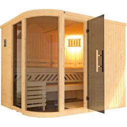 weka Sauna Designsauna SARA met glazen deur, raamelementen en saunaoven in verschillende uitvoeringen
