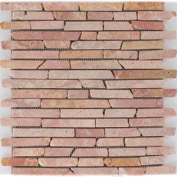 Wellker Natuursteenmozaïek Arauca Red Travertino geslepen 30,5x30,5 cm Mozaïektegels Voor binnengebruik geschikt, netlijmend