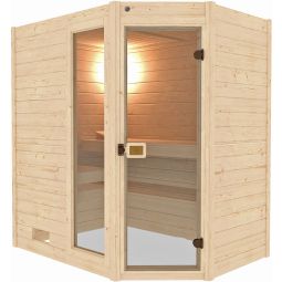 weka Sauna Ecksauna VALIDA Sparset inclusief oven en accessoires inclusief Premium-accessoireset en opgietsconcentraat Spar