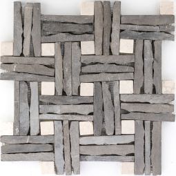 Wellker natuursteen mozaïek multiformat leisteen zwart marmer beige 30x30 cm mozaïektegels Voor binnengebruik geschikt, netlijmd