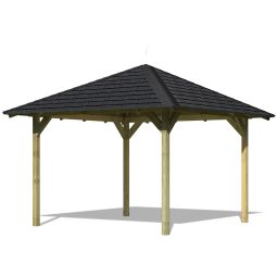 Karibu Pavillon Cordoba Sparset Houten paviljoen 289x289cm, inclusief zwarte dakshingles, drukgeïmpregneerd
