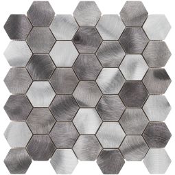 Wellker Metaalmozaïek Silver Hexagon 30x30 cm mozaïektegels Geschikt voor vloer of wand