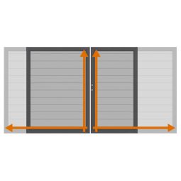 TraumGarten Dubbele poort op maat Schutting SYSTEEM ALU PLUS Zilver Uitgeschuimde aluminium-profielen in modern ontwerp, onderhoudsvriendelijk, stabiel en weerbestendig, breedte tot 360 cm, hoogte tot 180 cm