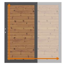 TraumGarten enkele poort op maat schutting SYSTEM NEO THERMO-HOUT Maatwerk poort van thermo-hout, modern aluminium frame, duurzaam, witteringsbestendig, hout uit duurzame bosbouw