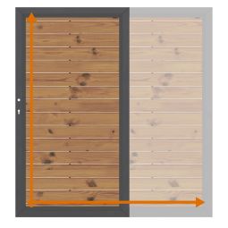 TraumGarten Individuele poort op maat schutting SYSTEEM RUITPATROON THERMISCH HOUT Op maat gemaakt hek uit Thermo-hout, ruitpatroon-latten 26x68 mm, poedergecoat frame, weerbestendig, variabele grootte & framekleur