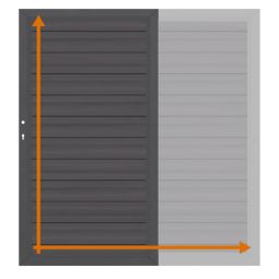 TraumGarten enkele poort op maat schutting SYSTEEM WPC Platinum Anthraciet Op maat gemaakte WPC-poort, 150x20 mm latten, poedergecoat Alu-frame, weerbestendig, onderhoudsvriendelijk, individuele maat & frameekleur